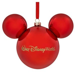 Disney's Mickey Icon WDW Red Glass Ball Ornament